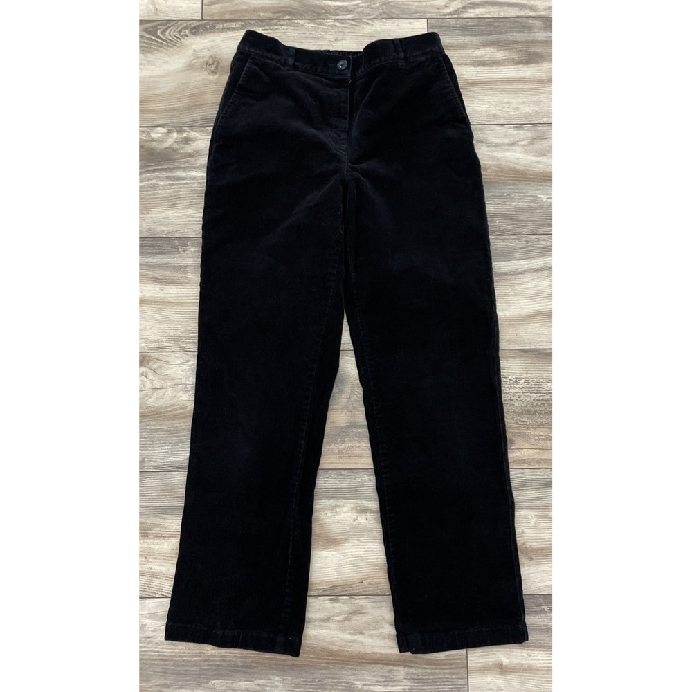 L.L.Bean Women's Corduroy Pants Size 8 Regular Classic Fit Black Elastic Waist